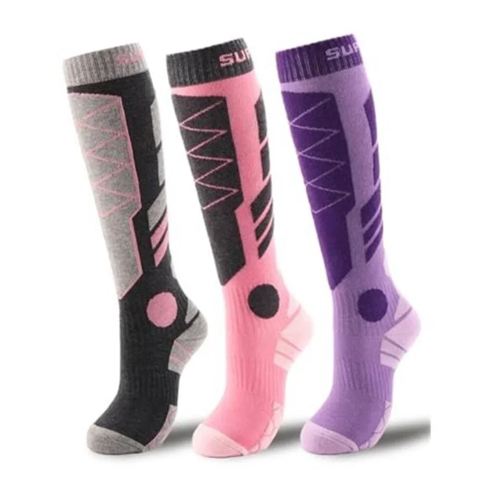 3 Pairs Unisex Merino Wool Ski Socks Thermal Winter Knee High Socks